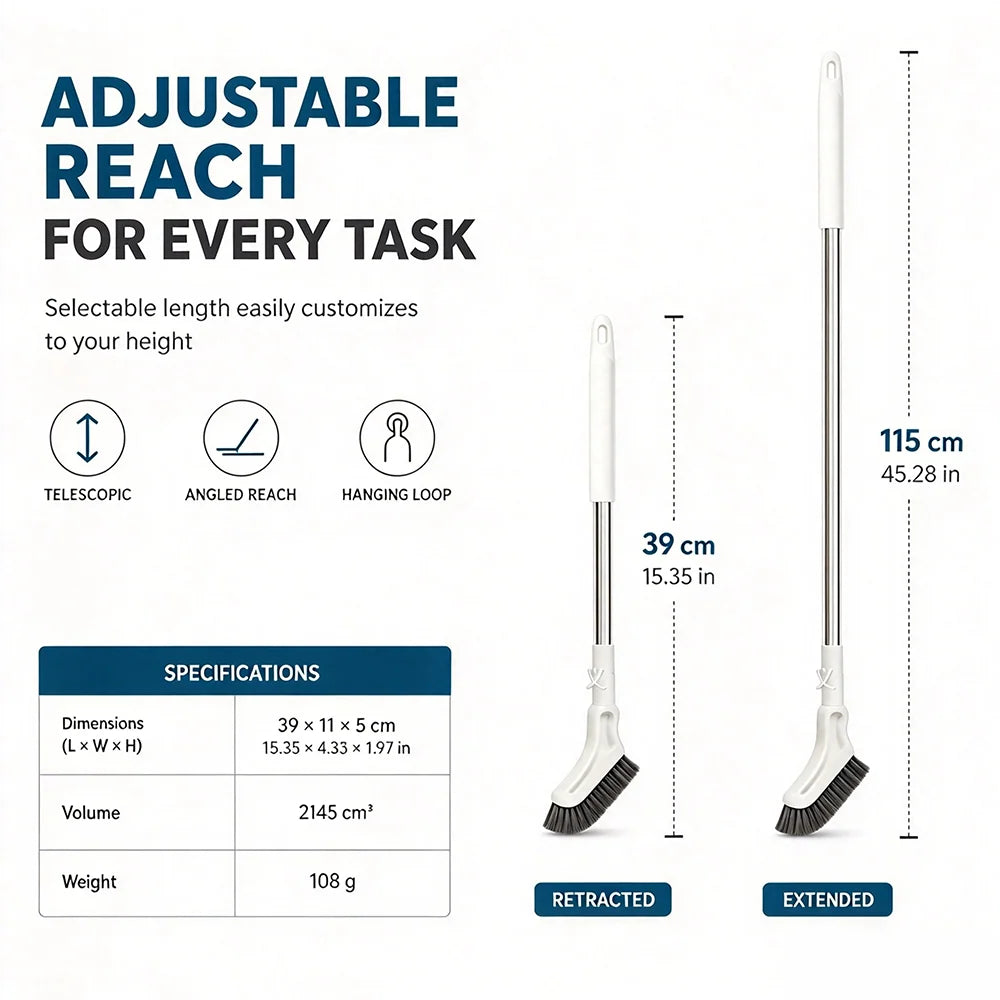 Multifunctional Telescopic Long Handle Floor Gap Cleaning Scrub Brush
