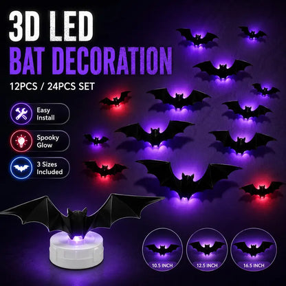 🔥 3D LED Bat Wall Decorations - 🦇 Create A Spooky Halloween Glow