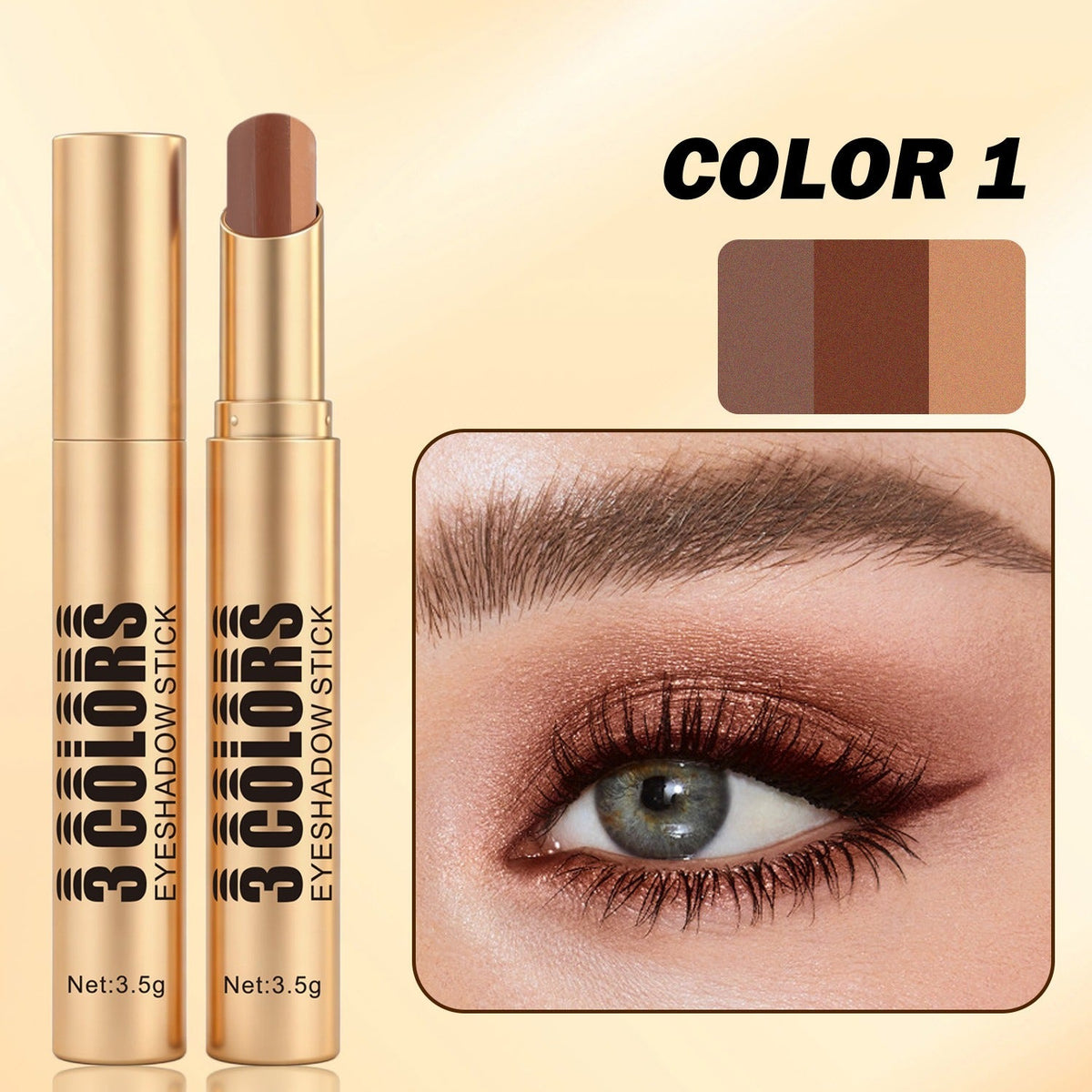 Three-color Eyeshadow Stick Pearl Glitter Contour Natural