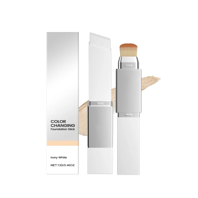 2‑in‑1 Color‑Changing Foundation Stick with Travel Brush