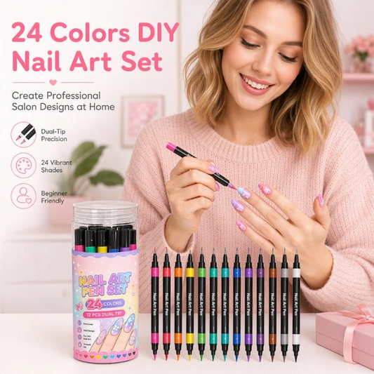 24 Colors Dual Ended Nail Art Pens Set – Creative, Salon‑Quality, Easy DIY