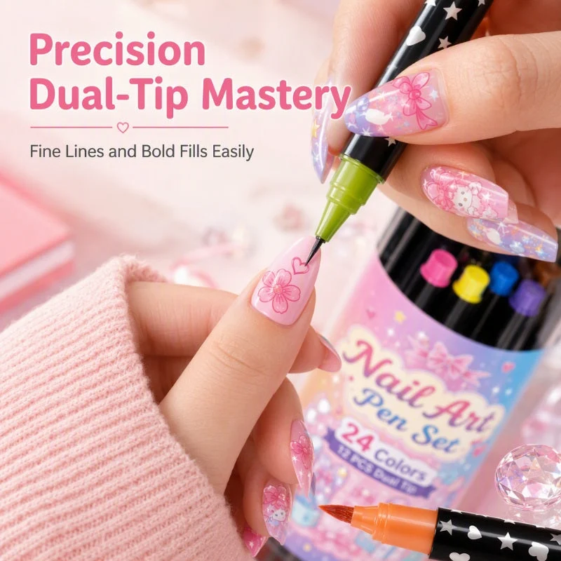 24 Colors Dual Ended Nail Art Pens Set – Creative, Salon‑Quality, Easy DIY