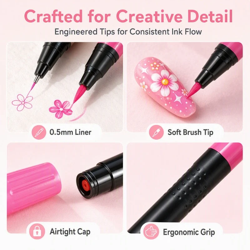 24 Colors Dual Ended Nail Art Pens Set – Creative, Salon‑Quality, Easy DIY