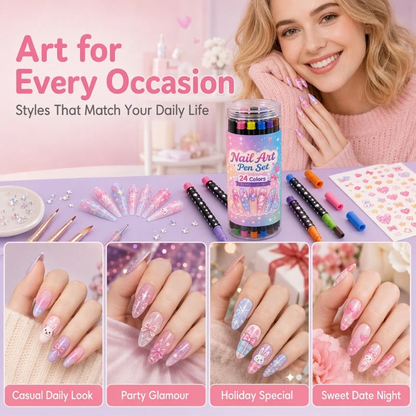 24 Colors Dual Ended Nail Art Pens Set – Creative, Salon‑Quality, Easy DIY