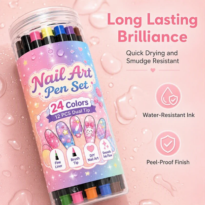 24 Colors Dual Ended Nail Art Pens Set – Creative, Salon‑Quality, Easy DIY