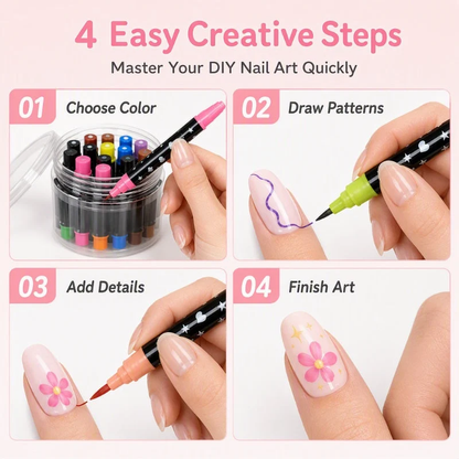 24 Colors Dual Ended Nail Art Pens Set – Creative, Salon‑Quality, Easy DIY