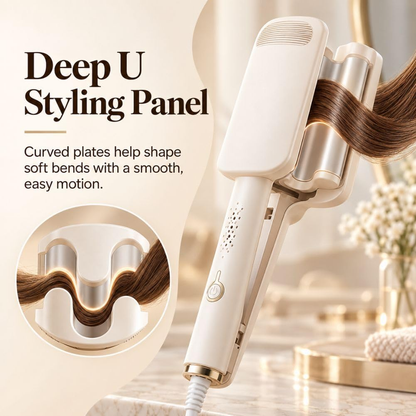 French Wave Curling Iron, Fast Heating Adjustable Temperature