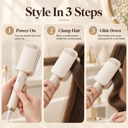 French Wave Curling Iron, Fast Heating Adjustable Temperature