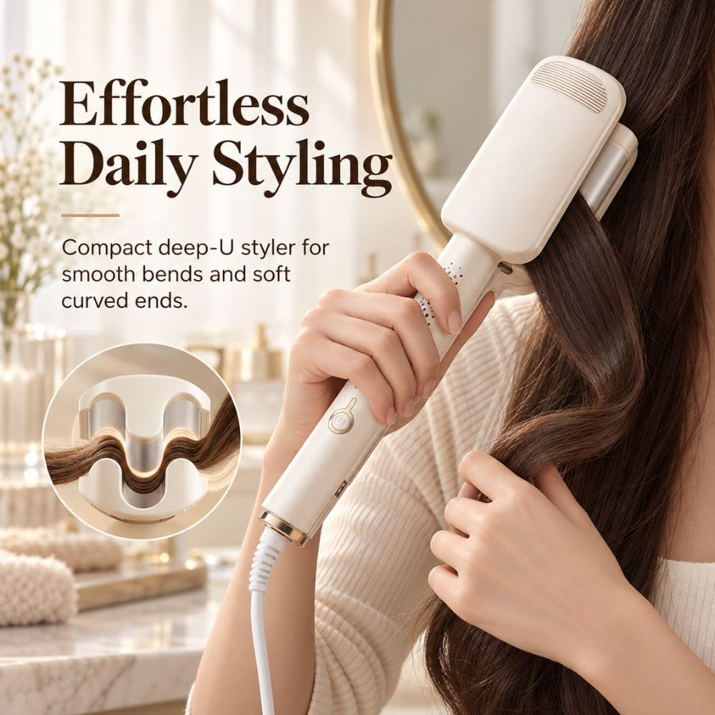 French Wave Curling Iron, Fast Heating Adjustable Temperature