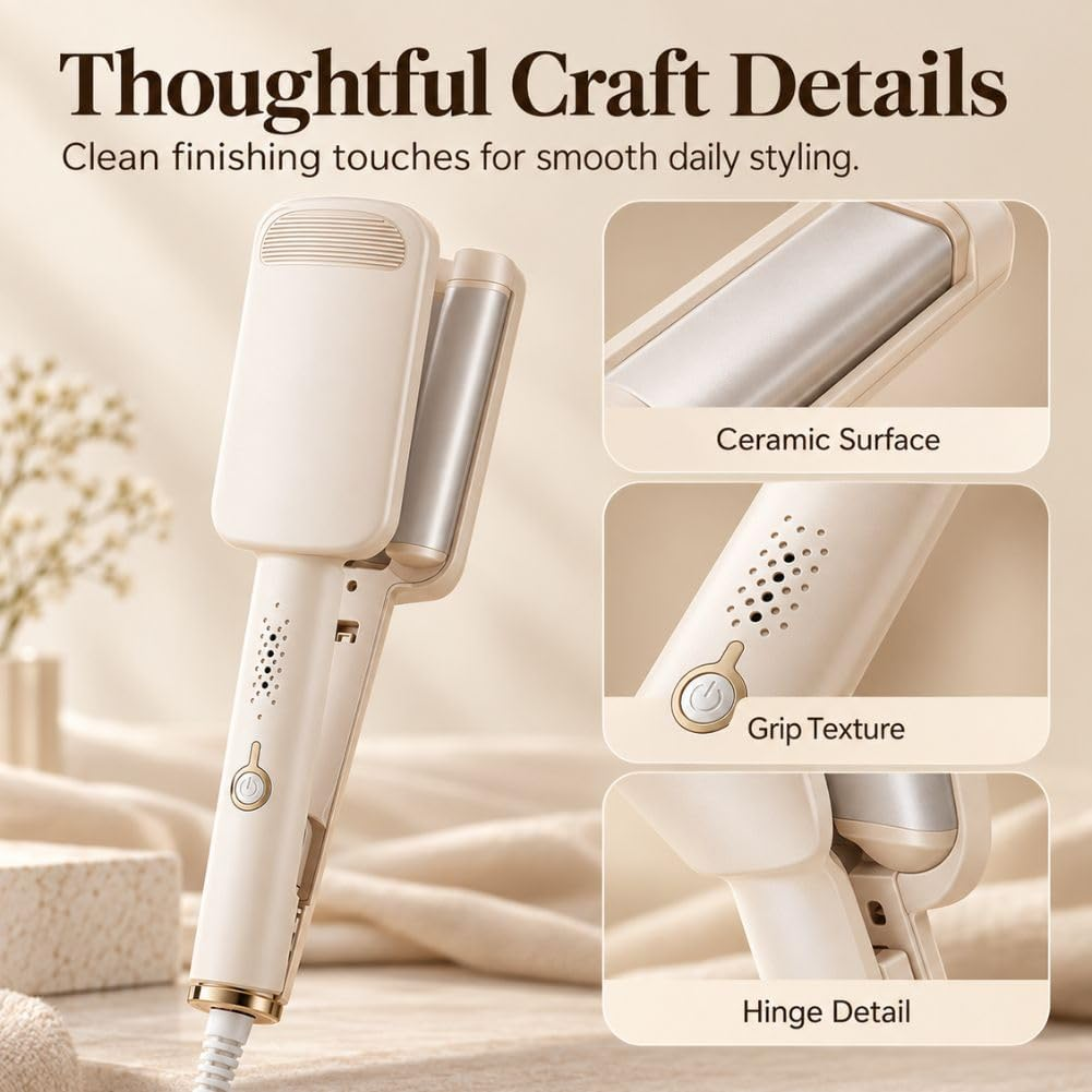 French Wave Curling Iron, Fast Heating Adjustable Temperature