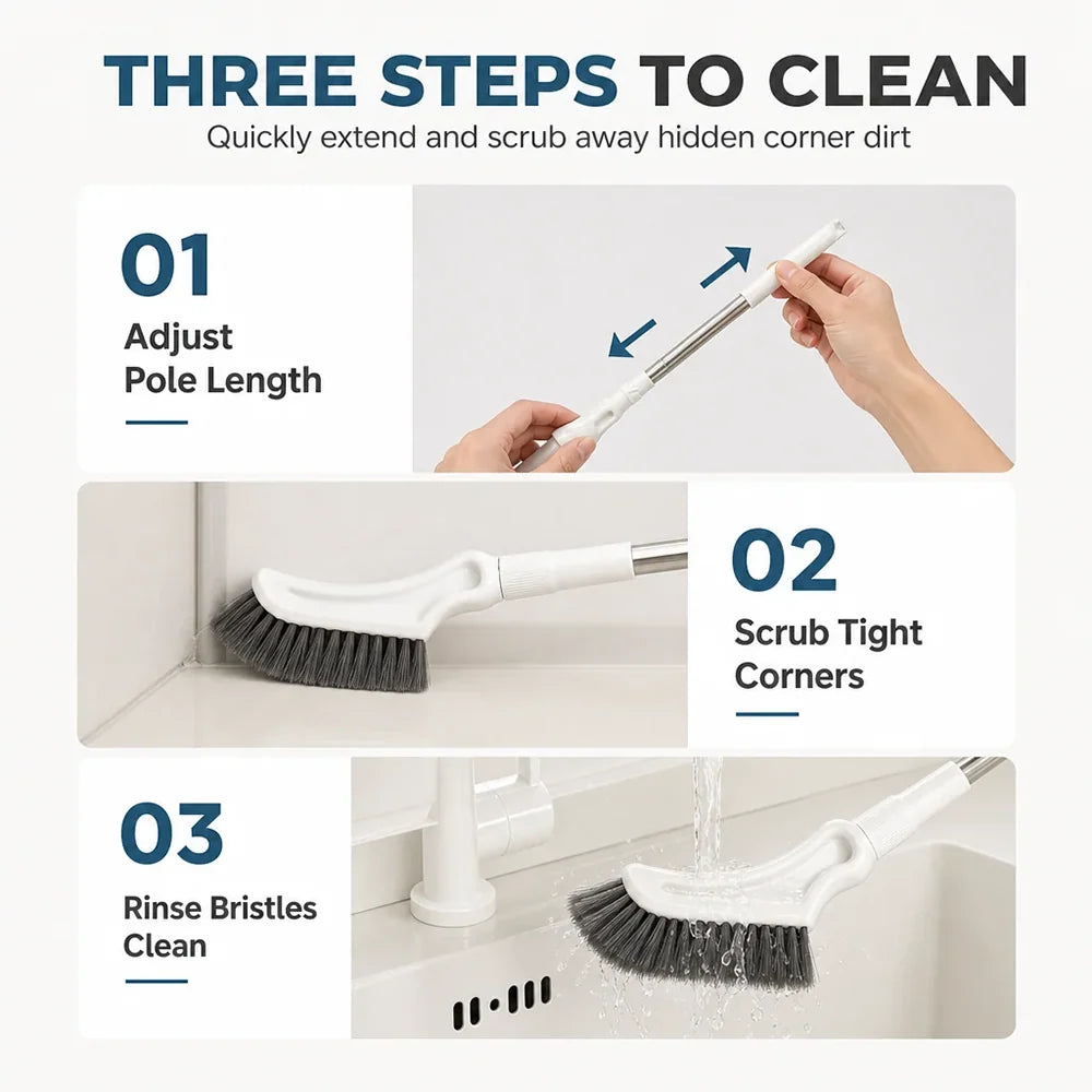 Multifunctional Telescopic Long Handle Floor Gap Cleaning Scrub Brush