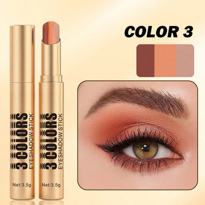 Three-color Eyeshadow Stick Pearl Glitter Contour Natural