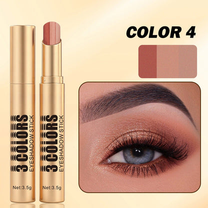 Three-color Eyeshadow Stick Pearl Glitter Contour Natural