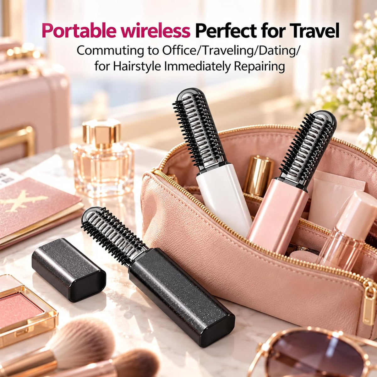 ✨Wireless Mini Hot Comb | Portable Bangs Straightener & Curler, No Heat Damage