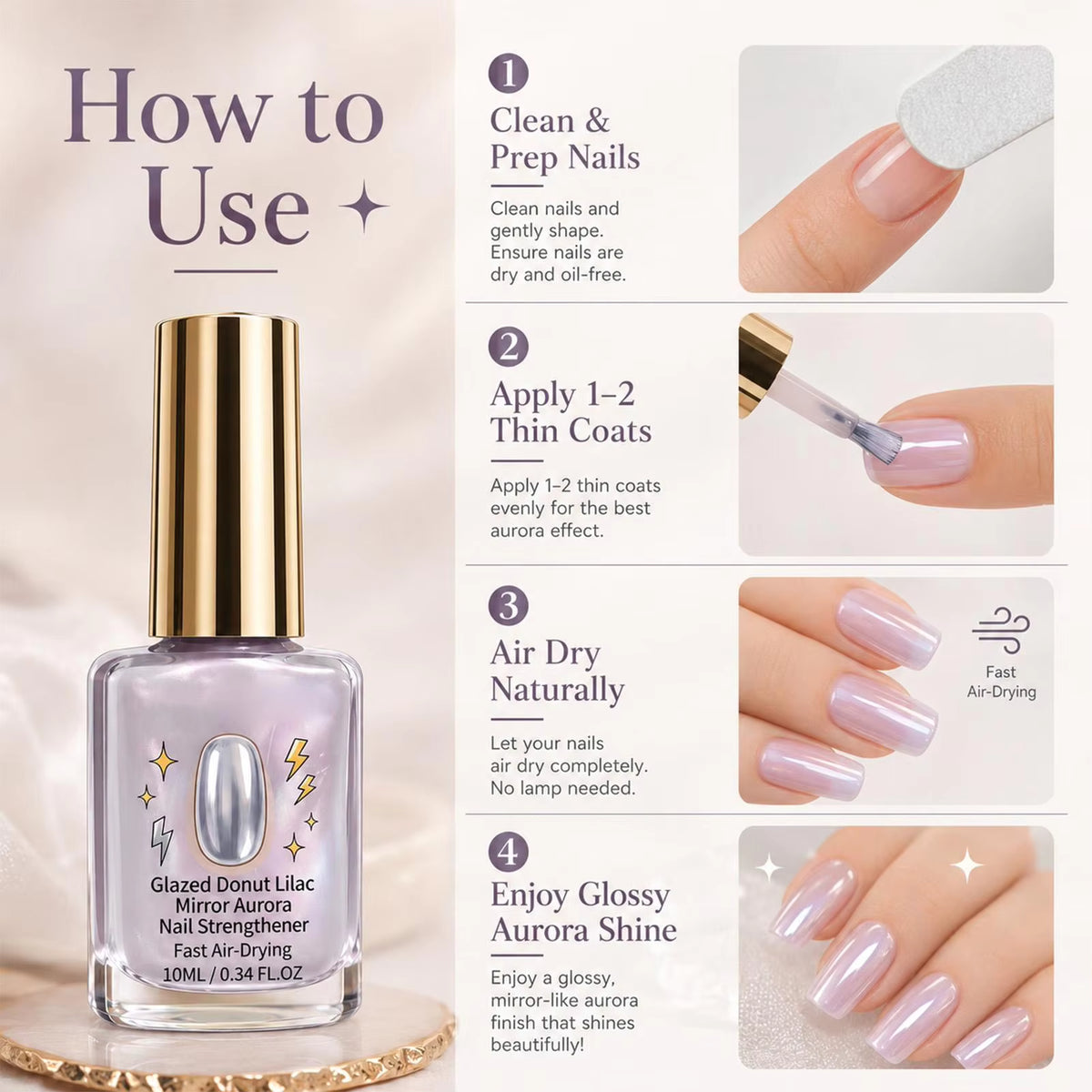 Lilac Glossy Mirror Nail Strengthener