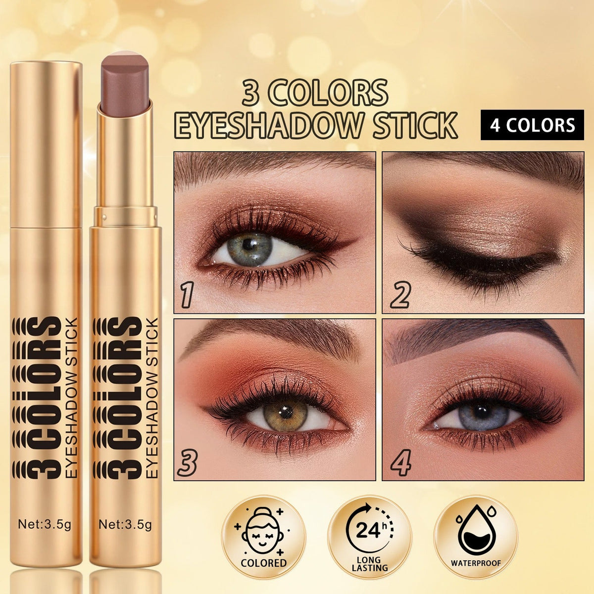 Three-color Eyeshadow Stick Pearl Glitter Contour Natural