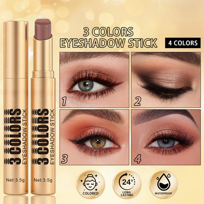 Three-color Eyeshadow Stick Pearl Glitter Contour Natural