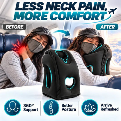 ✈️😴 Portable Inflatable Ergonomic Travel Pillow: Enjoy Comfortable Sleep Anywhere, Anytime 🧳💤